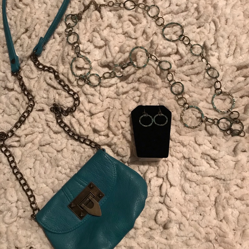 Mini crossbody bag & matching necklace &earrings